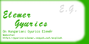 elemer gyurics business card